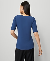 Scoop Neck Elbow Sleeve Tee carousel Product Image 2