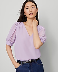 Puff Sleeve V-Neck Popover carousel Product Image 1