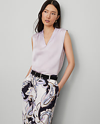 Mixed Media V-Neck Top carousel Product Image 1