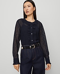 Lace Ruffle Trim Blouse carousel Product Image 1