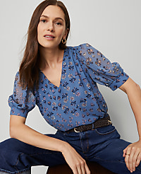 Floral V-Neck Popover carousel Product Image 3