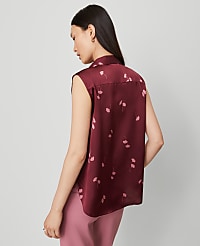 Petite Floral Shirred Yoke Sleeveless Shirt carousel Product Image 2