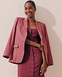The Petite Longline Blazer in Linen Blend carousel Product Image 4