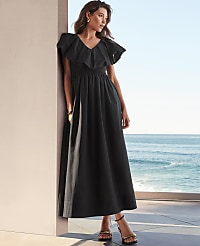 Petite Ruffle Collar Maxi Flare Dress carousel Product Image 3
