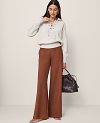 Petite Weekend Easy Wide-Leg Pant in Faux Suede carousel Product Image 1