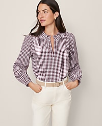 Weekend Collection Gingham V-Neck Popover carousel Product Image 3
