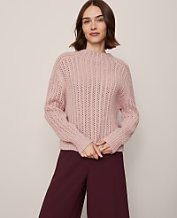 Pointelle Mock Neck Sweater carousel Product Image 1