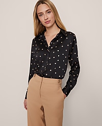 Dotted Satin Button Down Shirt carousel Product Image 1