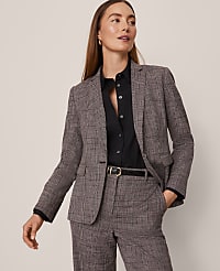 The Notched One Button Blazer in Plaid carousel Product Image 1