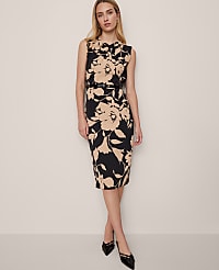 Petite Floral Twist Neck Midi Sheath Dress carousel Product Image 1