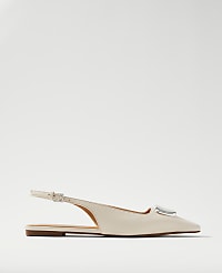 Weekend Hardware Embellished Leather Slingback Flat carousel Product Image 1