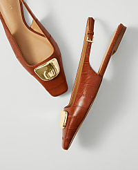 Leather Buckle Slingback Flat carousel Product Image 2