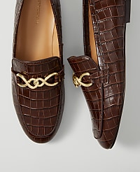 Hardware Embellished Croco Loafers carousel Product Image 1