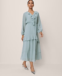 Petite V-Neck Ruffle Maxi Dress carousel Product Image 2