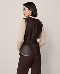 Petite Belted Faux Leather Vest carousel Product Image 3