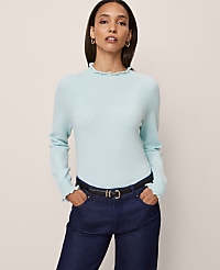 Ruffle Trimmed Mock Neck Sweater carousel Product Image 1