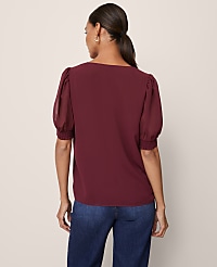 Puff Sleeve V-Neck Popover carousel Product Image 2