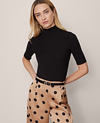Mock Neck Elbow Sleeve Top carousel Product Image 1