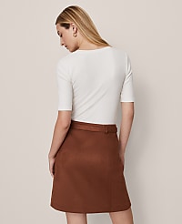 Weekend Collection Faux Suede Belted A-Line Skirt carousel Product Image 3