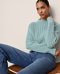 Petite Pointelle Mock Neck Sweater carousel Product Image 4