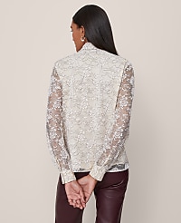 Petite Lace Tie V-Neck Popover carousel Product Image 2