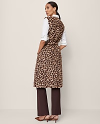 Petite Animal Print Belted Trench Vest carousel Product Image 3