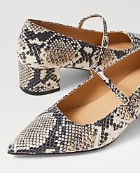 Snake Print Pointy Toe Block Heel Pumps carousel Product Image 2