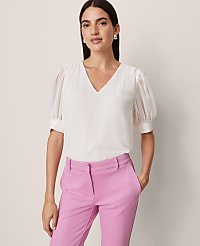 Puff Sleeve V-Neck Popover carousel Product Image 1