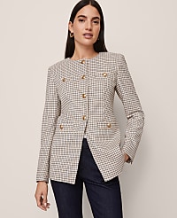 Petite Houndstooth Split Hem Jacket carousel Product Image 4