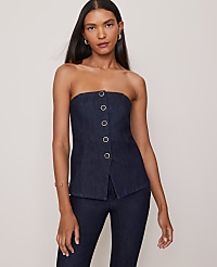 Petite Strapless Denim Vest carousel Product Image 4
