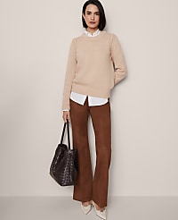 The Petite Side Zip Flare Pant in Faux Suede carousel Product Image 2