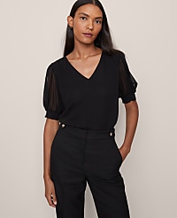 Puff Sleeve V-Neck Popover carousel Product Image 1