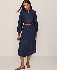 Chambray Column Midi Dress carousel Product Image 1
