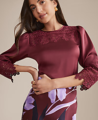 Satin Lace Trim Top carousel Product Image 1