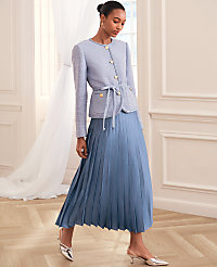 Satin Pleated Midi Skirt carousel Product Image 1