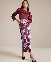 Floral Satin Bias Slip Skirt carousel Product Image 1