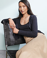 Weekend Collection Ribbed V-Neck Cardigan carousel Product Image 1