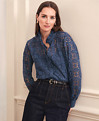 Ruffle Collar Lace Blouse carousel Product Image 1