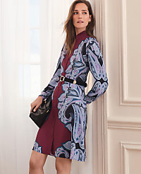 Paisley Ruffle Collar Flare Dress carousel Product Image 1