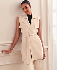 Petite Striped Trench Vest carousel Product Image 1