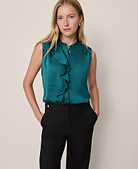 Satin Ruffle Sleeveless Blouse carousel Product Image 1