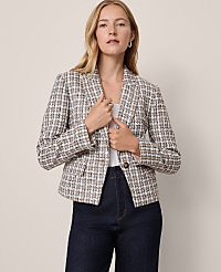 The One Button Fitted Blazer in Tweed carousel Product Image 3