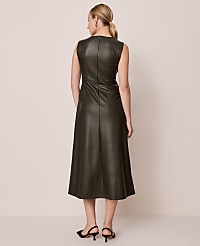 Faux Leather Flare Midi Dress carousel Product Image 3