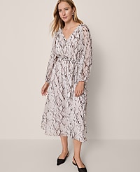 Snake Print Flare Midi Dress carousel Product Image 1