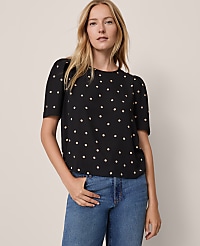 Dotted Puff Sleeve Blouse carousel Product Image 1