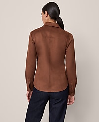 Petite Faux Suede Pocket Shirt carousel Product Image 2