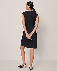 Wrap Effect Sheath in Pinstripe carousel Product Image 2