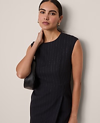Wrap Effect Sheath in Pinstripe carousel Product Image 3