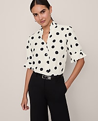 Dotted Ruffle Collar Shirt carousel Product Image 1