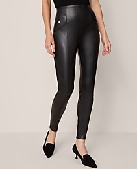 The Petite Seamed Button Legging in Faux Leather carousel Product Image 2